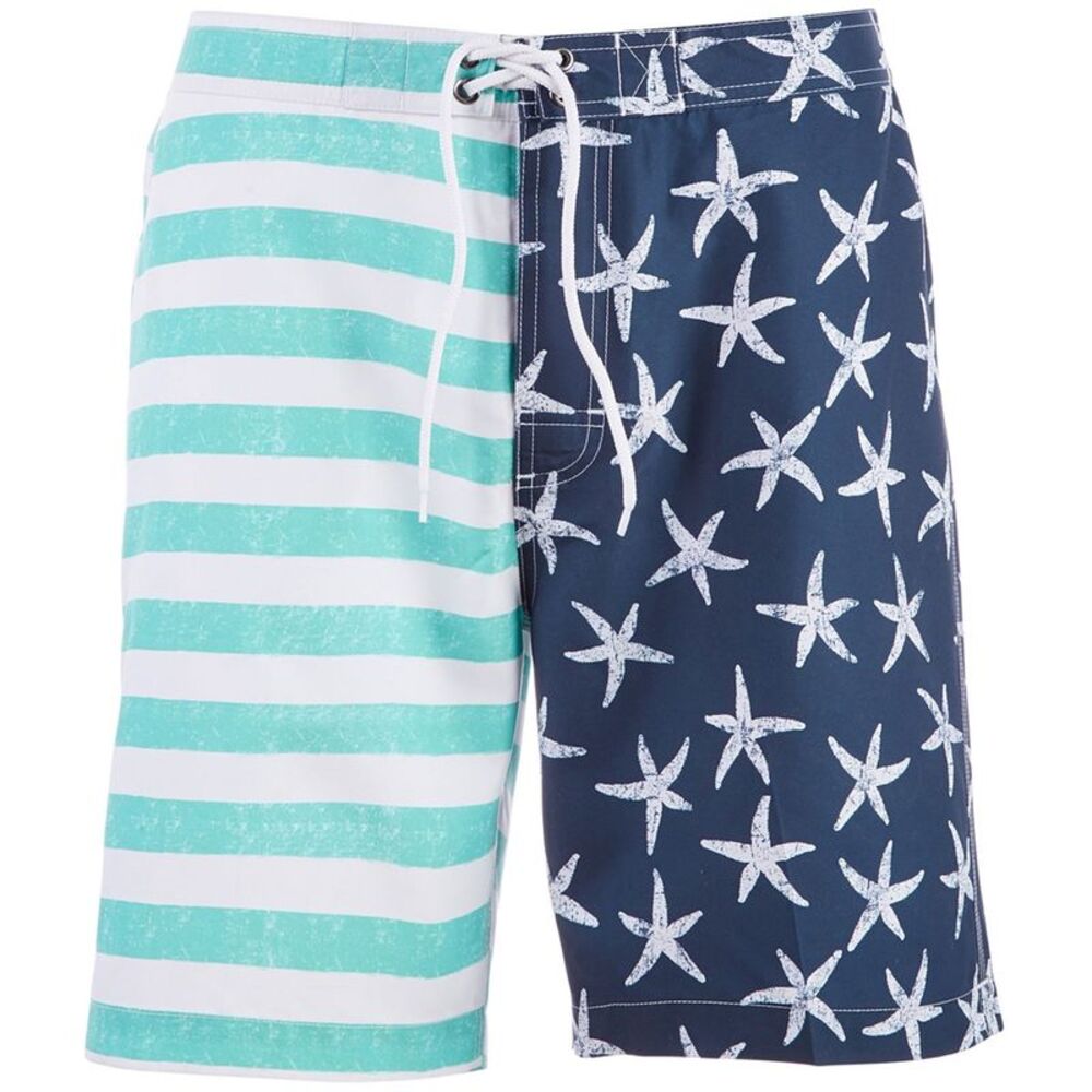 Trunks Mens Starfish Stripes Swim Bottom Trunks, Blue, S, DM